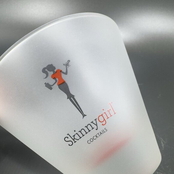 Skinnygirl Skinny Girl Cocktail Martini Glass Cup Clear Frosted Satin Cup Set 4 - Picture 7 of 16